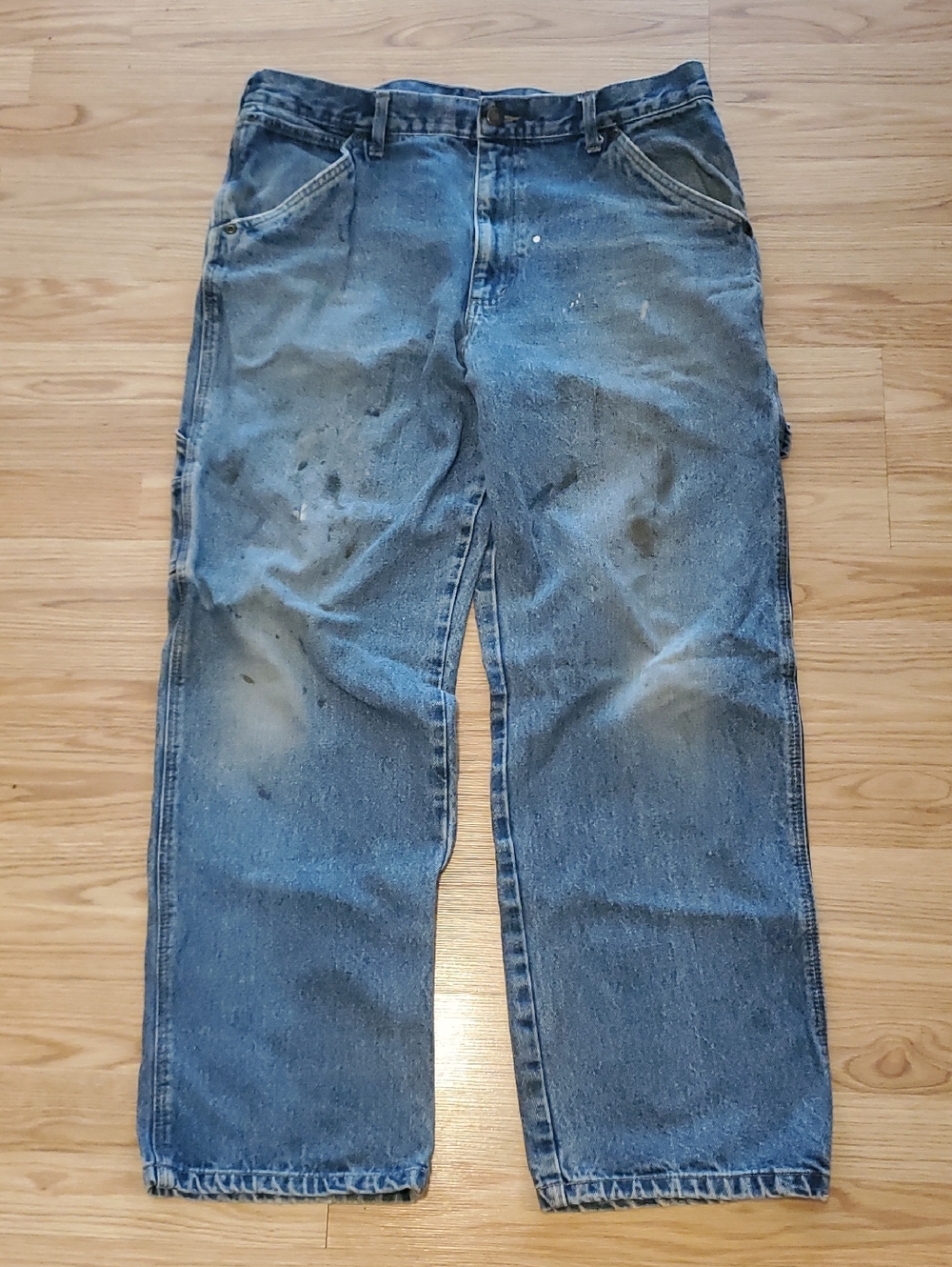 Smith’s Workwear Blue Carpenter Jeans - Distressed Workwear Style 34/30